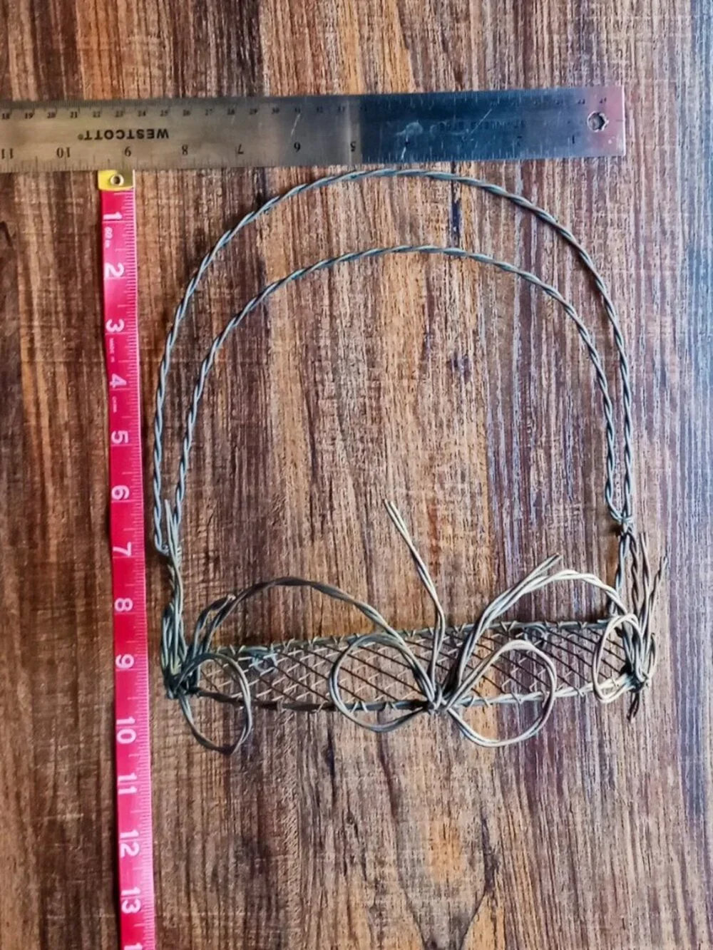 Vintage Rustic Handmade Twisted Wire WALL SHELF w/3 BOWS Shabby Chic Decor